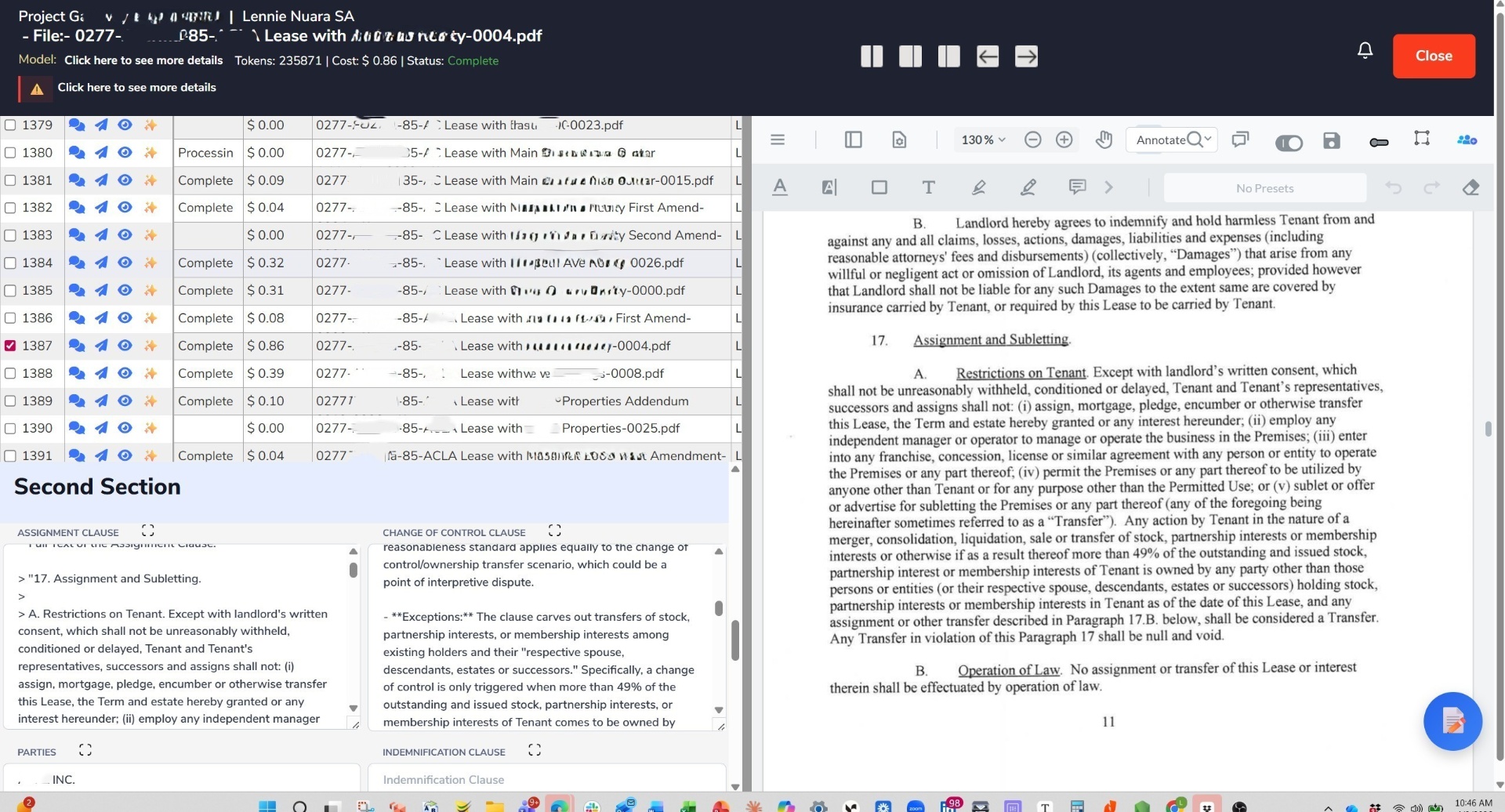 Deal Driver dual view showing AI extraction alongside source document